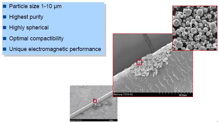 圖：顯微鏡下的圖片&mdash;&mdash;頭發(fā)上的羰基鐵粉