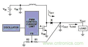 升壓調(diào)節(jié)器集成振蕩器、PWM控制環(huán)路和開關FET