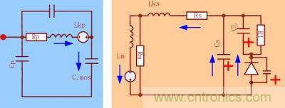 當(dāng)DS端電壓上升，次級的電壓達(dá)到輸出電壓