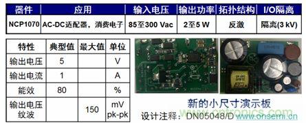 用于低功率AC-DC適配器、消費電子等應(yīng)用NCP1075 2到5 W參考設(shè)計。