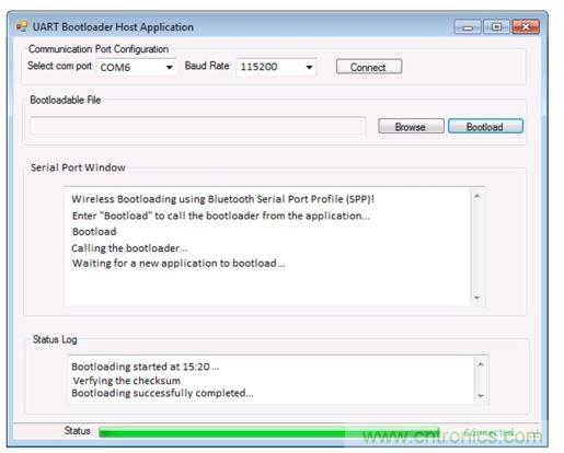 具有嵌入式終端仿真器窗口的定制引導(dǎo)加載器主機(jī)工具應(yīng)用實(shí)例。