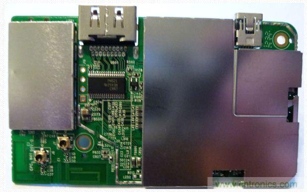 圖(f)：PTV3000流媒體適配器拆解過程。