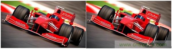 右側(cè)圖片按照DSC規(guī)范進(jìn)行了2.5x壓縮，左側(cè)圖片未經(jīng)壓縮。瀏覽者很難看出兩者的差別。