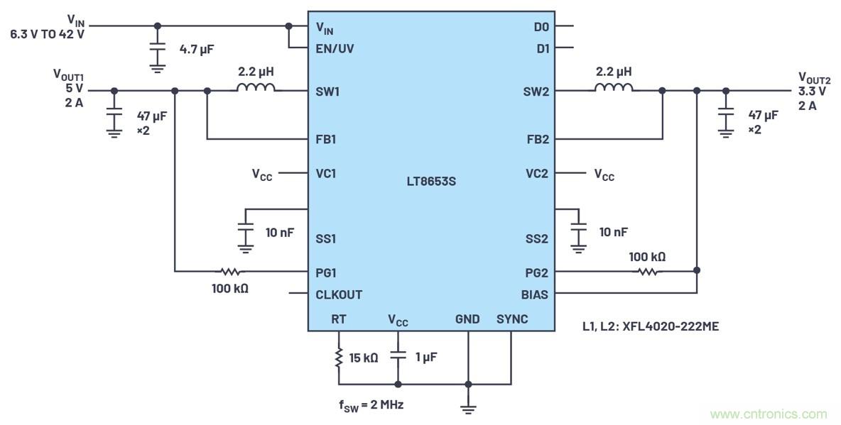 具有6.2 &micro;A靜態(tài)電流的雙通道、42 V、2 A、單片、同步降壓型Silent Switcher 2穩(wěn)壓器