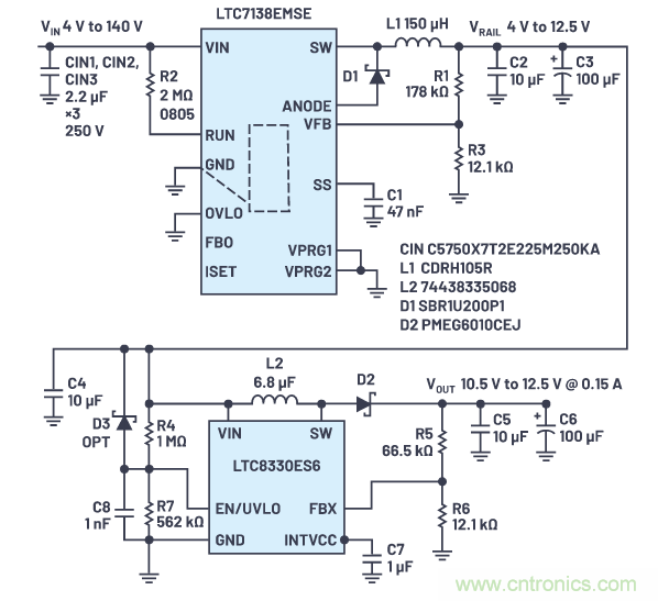 在源電壓5 V至140 V的電氣系統(tǒng)中，如何維持偏置電壓呢？