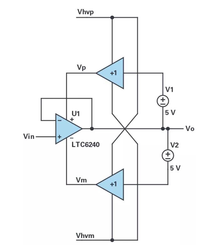 能否讓低壓放大器自舉來獲得高壓緩沖器？