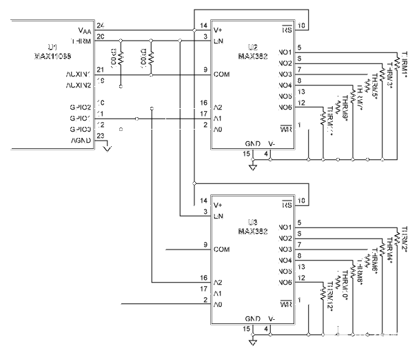 測(cè)量電池管理系統(tǒng)中的多個(gè)溫度，并節(jié)省電力